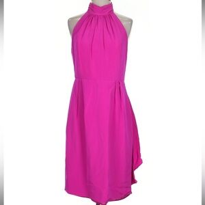 High neck pink dress